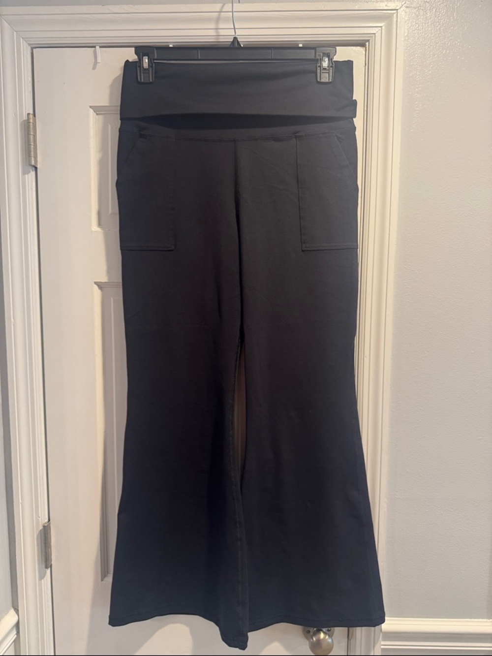 Women's Black wide leg Aerie pants with Fold-Over Waist